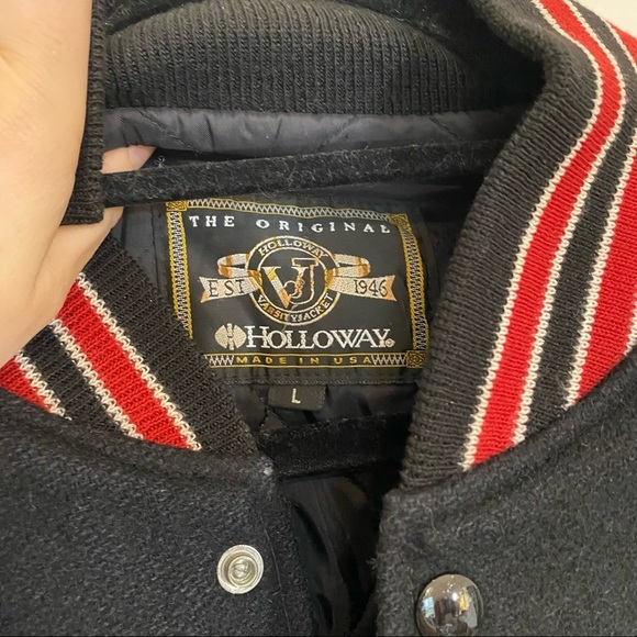 Vintage Smirnoff Vodka Leather Sleeve Varsity Letterman Bomber Jacket Red Large - Picture 8 of 8